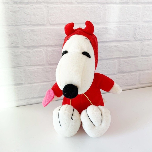 Peanuts Valentine's Day Sitting Devil Snoopy with Heart Plush Stuffed Animal Toy - Picture 1 of 9